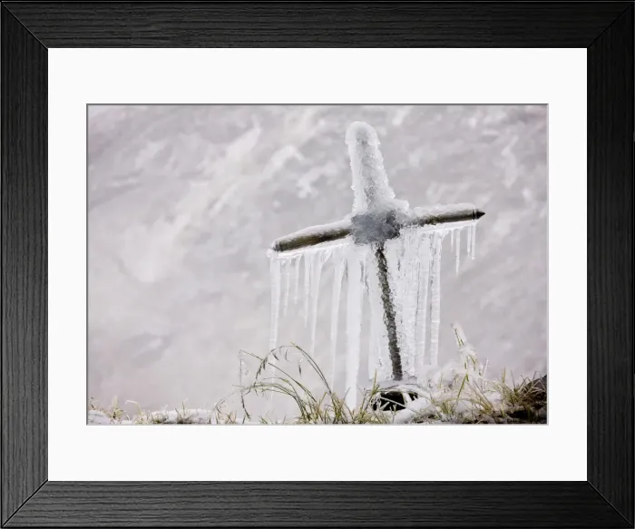 Framed Print : Old roadside cross covered with frost and icicles, high in the Fagaras Mountains, southern carpathians, Romania Framed Print : Old roadside cross covered with frost and icicles, high in the Fagaras Mountains, southern carpathians, Romania