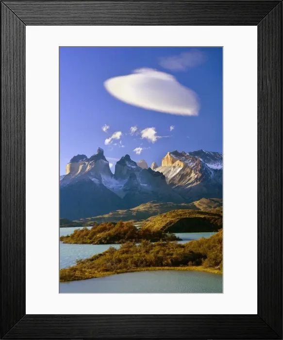 Framed Print : Cuernos del Paine - mountain scenery encompassing the granite peaks of the Cuernos del Paine massif and turqoise coloured Lago Pehoe in evening light - UNESCO World Heritage Site Torres del Paine National Park - Patagonia - Chile - South America Framed Print : Cuernos del Paine - mountain scenery encompassing the granite peaks of the Cuernos del Paine massif and turqoise coloured Lago Pehoe in evening light - UNESCO World Heritage Site Torres del Paine National Park - Patagonia - Chile - South America