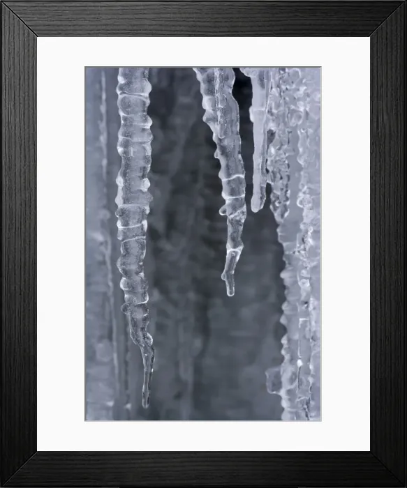 Framed Print : Frozen Water - a curtain of icicles under a frozen waterfall in winter - Swabian Alb - Baden-Wuerttemberg - Germany Framed Print : Frozen Water - a curtain of icicles under a frozen waterfall in winter - Swabian Alb - Baden-Wuerttemberg - Germany