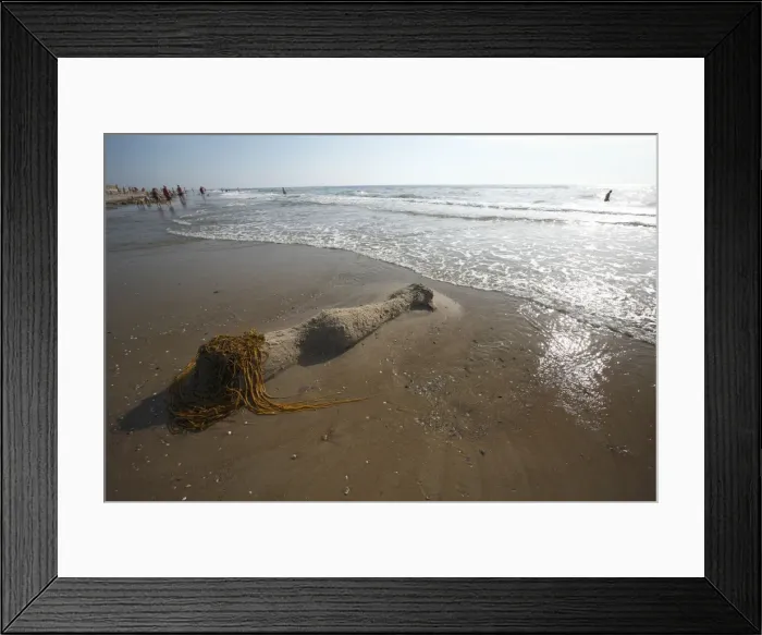 Framed Print : Beach Art - Mermaid figure on Beach - Island of Texel - Holland Framed Print : Beach Art - Mermaid figure on Beach - Island of Texel - Holland
