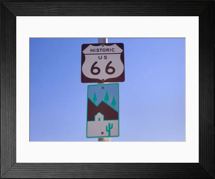 Framed Print : Route 66 sign - road sign of historic Route 66 in Seligman - Arizona, USA Framed Print : Route 66 sign - road sign of historic Route 66 in Seligman - Arizona, USA