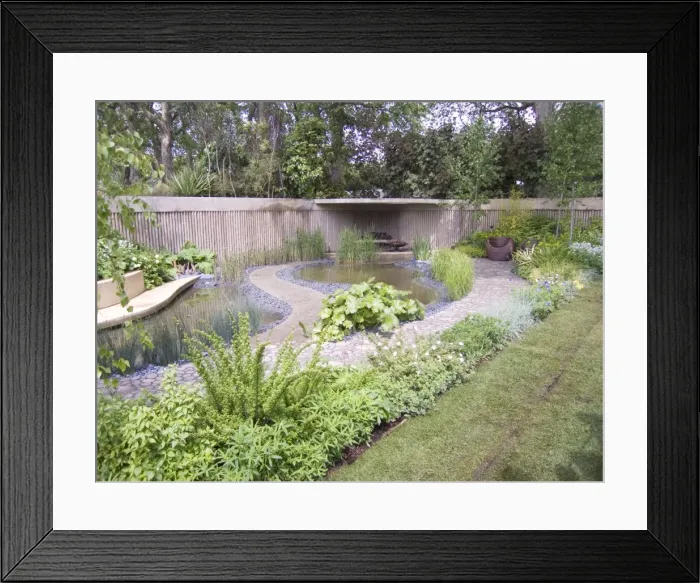 Framed Print : Chelsea Flower Show 2006- show garden with tidal water feature Framed Print : Chelsea Flower Show 2006- show garden with tidal water feature