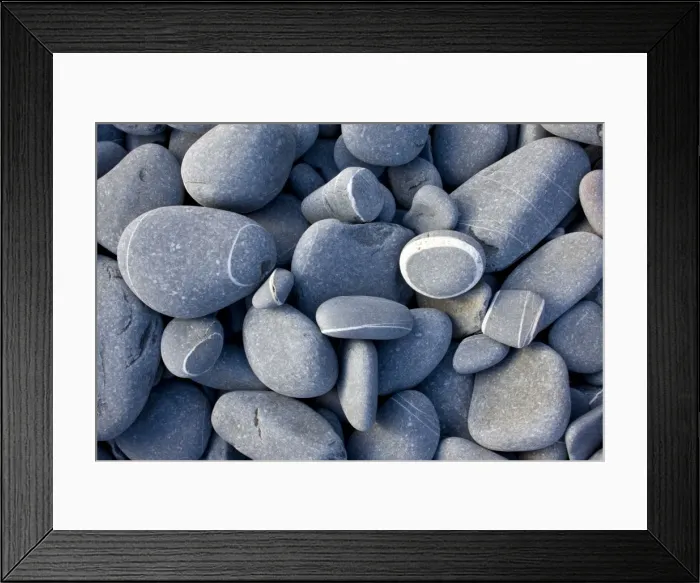 Framed Print : Rounded sandstone beach pebbles - at Hartland Quay - north Devon - UK Framed Print : Rounded sandstone beach pebbles - at Hartland Quay - north Devon - UK