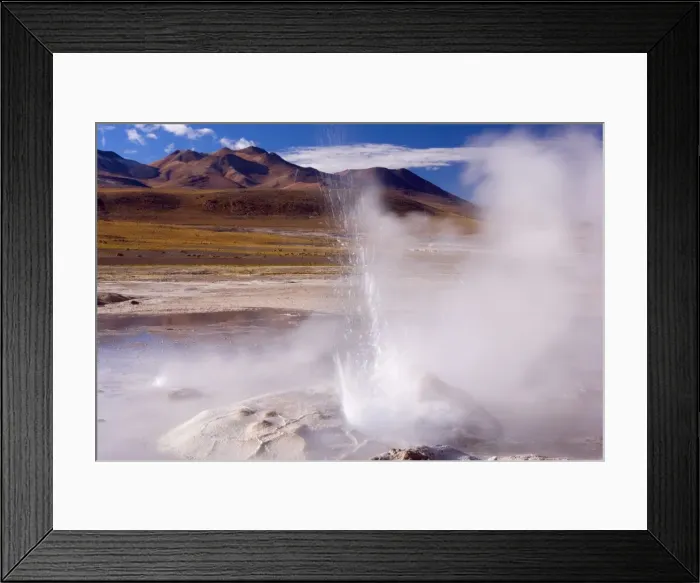 Framed Print : El Tatio Geysers - geothermal field of hot springs and geysers which is located at over 4200 m above sea level - in the morning - Altiplano Atacama Desert - Chile - South America Framed Print : El Tatio Geysers - geothermal field of hot springs and geysers which is located at over 4200 m above sea level - in the morning - Altiplano Atacama Desert - Chile - South America