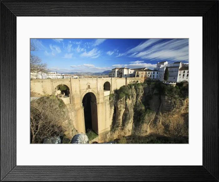 Framed Print : Ronda - arabic built bridge over ravine, Andalucia, Spain Framed Print : Ronda - arabic built bridge over ravine, Andalucia, Spain