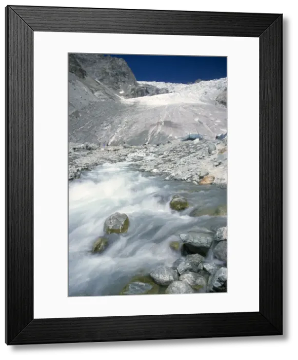 Framed Print : Glacier - Glacier Blanc & headwaters of R. Durance. Ecrins National Park, French Alps