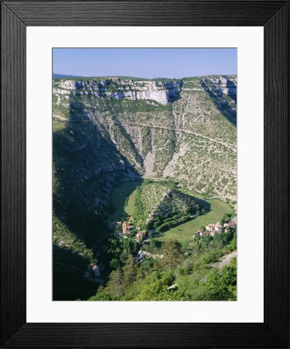 Framed Print : France - Cirque de navacelles Oxbow lake in limestone gorge, Massif Central Framed Print : France - Cirque de navacelles Oxbow lake in limestone gorge, Massif Central