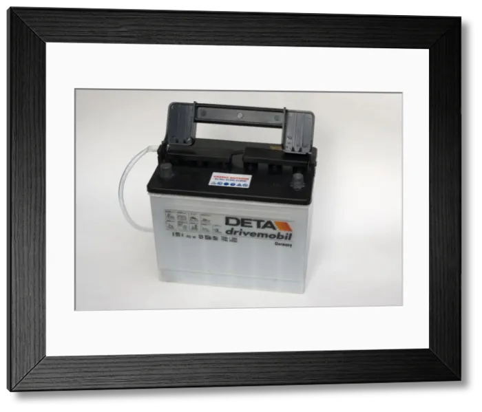 Framed Print : Battery - Deta Drivemobil German lead acid 12 volt 55 amp hour car battery UK Framed Print : Battery - Deta Drivemobil German lead acid 12 volt 55 amp hour car battery UK
