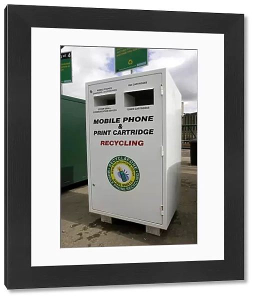Special box for recycling mobile phones and used printer inkjet and laser cartidges Cory Environmental Gloucestershire domestic landfill site UK