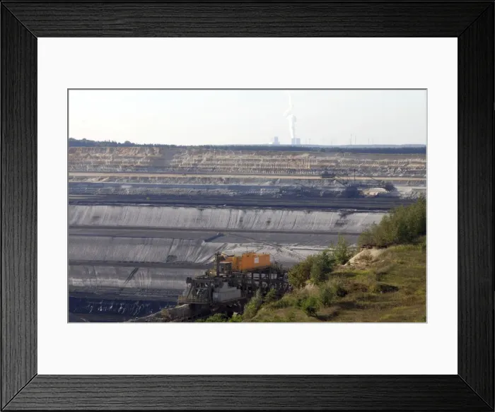 Framed Print : Vattenfall Europe giant opencast brown coal (lignite) mine and power station - near Weisswasser - Saxony NE Germany Framed Print : Vattenfall Europe giant opencast brown coal (lignite) mine and power station - near Weisswasser - Saxony NE Germany