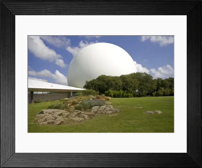 Framed Print : Giant white radar dome communications centre Pleumeur Bodou Brittany France Framed Print : Giant white radar dome communications centre Pleumeur Bodou Brittany France