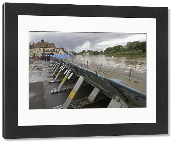 Flood barriers alongside River Severn June 27 2007 Upton upon Severn Worcs UK