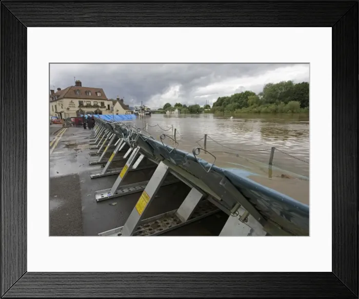 Framed Print : Flood barriers alongside River Severn June 27 2007 Upton upon Severn Worcs UK Framed Print : Flood barriers alongside River Severn June 27 2007 Upton upon Severn Worcs UK