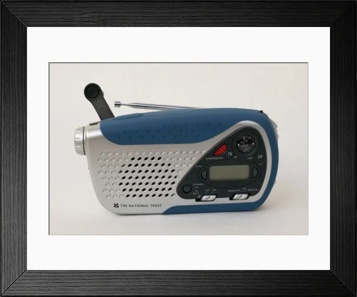 Framed Print : Radio - small windup clockwork dual band radio with built in torchlight and battery options UK Framed Print : Radio - small windup clockwork dual band radio with built in torchlight and battery options UK