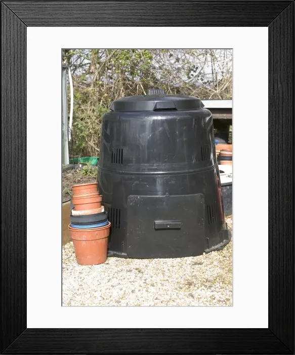 Framed Print : 220 litres compost bin made by Blackwall using 100% recycled plastic Cotswolds UK Framed Print : 220 litres compost bin made by Blackwall using 100% recycled plastic Cotswolds UK
