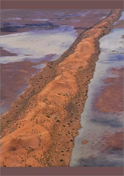 Aerial: sand dunes after flood, southern limit near Birdsville Simpson Desert, South Australia JPF41510