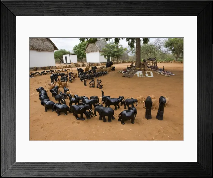 Framed Print : Wooden carvings at entrance gate Tsavo West National Park, Kenya, East Africa Framed Print : Wooden carvings at entrance gate Tsavo West National Park, Kenya, East Africa
