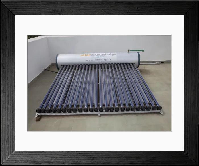 Framed Print : Solar thermal water heating system with tank and evacuated tubes on roof of house - Mombasa - Kenya Framed Print : Solar thermal water heating system with tank and evacuated tubes on roof of house - Mombasa - Kenya