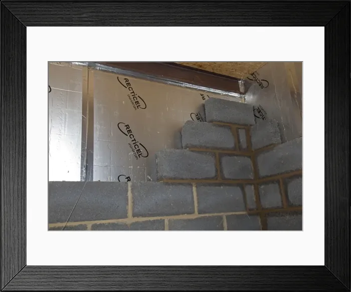 Framed Print : Reticel Sheet Insulation - in cavity of new cement block walling - UK Framed Print : Reticel Sheet Insulation - in cavity of new cement block walling - UK