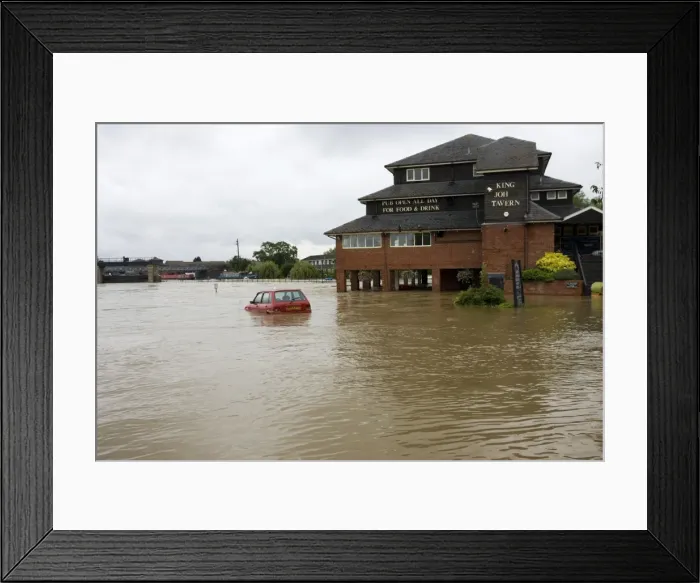 Framed Print : Flooding - Car submerged in marina car park in flooded River Avon, Tewkesbury, Gloucestershire, UK Level of Rivers Avon and Severn almost at 1947 levels on July 21 2007 Framed Print : Flooding - Car submerged in marina car park in flooded River Avon, Tewkesbury, Gloucestershire, UK Level of Rivers Avon and Severn almost at 1947 levels on July 21 2007