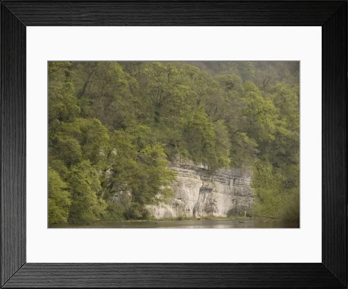 Framed Print : Limestone cliffs and natural woodland along the River Wye, Peak District, Derbyshire Framed Print : Limestone cliffs and natural woodland along the River Wye, Peak District, Derbyshire