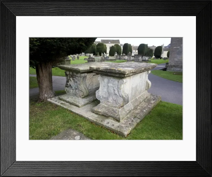 Framed Print : Churchyard - Table top tombs - St Marys Church Painswick Cotswolds UK Framed Print : Churchyard - Table top tombs - St Marys Church Painswick Cotswolds UK