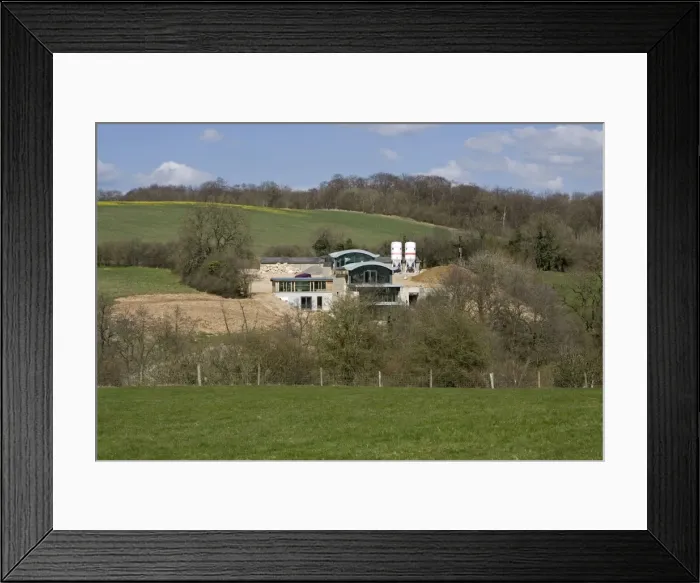 Framed Print : Large Eco-friendly House Moonstone - under construction - open Cotswold countryside - Elkstone - UK Framed Print : Large Eco-friendly House Moonstone - under construction - open Cotswold countryside - Elkstone - UK