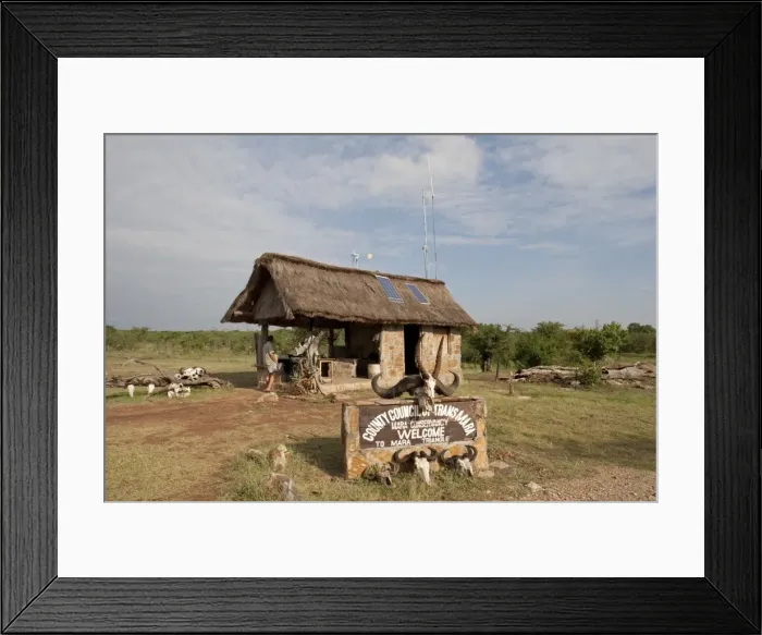 Framed Print : Solar PV Panels & Wind Turbine - on thatched roof game reserve entrance - Masai Mara - Kenya Framed Print : Solar PV Panels & Wind Turbine - on thatched roof game reserve entrance - Masai Mara - Kenya