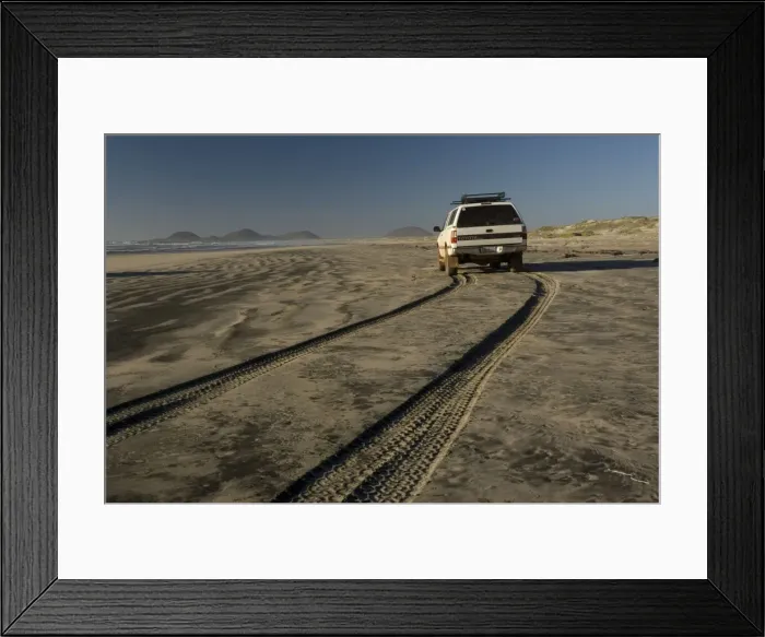 Framed Print : 4wd vehicle on the beach at Cabo San Quintin Framed Print : 4wd vehicle on the beach at Cabo San Quintin