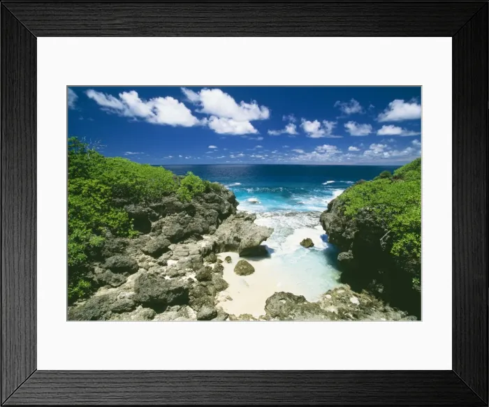 Framed Print : Christmas Island JPF 9781 Small beach between cliffs near the dales, Indian Ocean. (Australian Territory) © Jean-Paul Ferrero / ardea. com Framed Print : Christmas Island JPF 9781 Small beach between cliffs near the dales, Indian Ocean. (Australian Territory) © Jean-Paul Ferrero / ardea. com