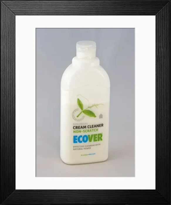 Framed Print : Plastic bottle - Ecover ecological cleaning cream environmentally friendly green UK Framed Print : Plastic bottle - Ecover ecological cleaning cream environmentally friendly green UK