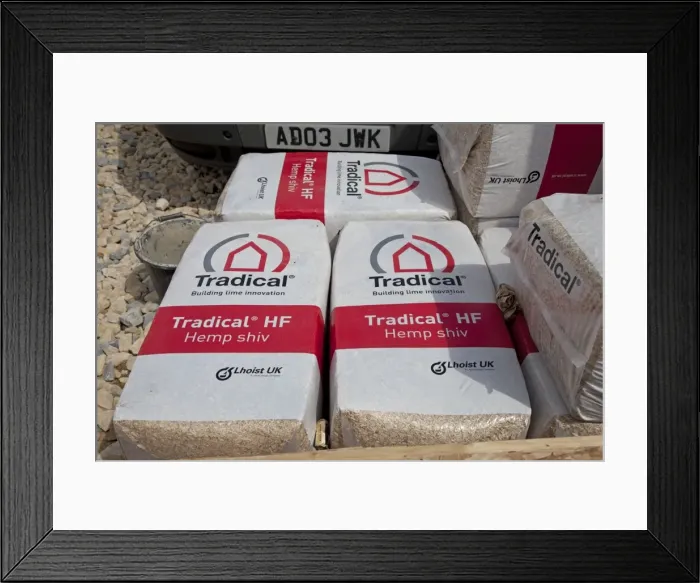 Framed Print : Bales of Tradical Hemp shiv for environmentally friendly building construction UK Framed Print : Bales of Tradical Hemp shiv for environmentally friendly building construction UK
