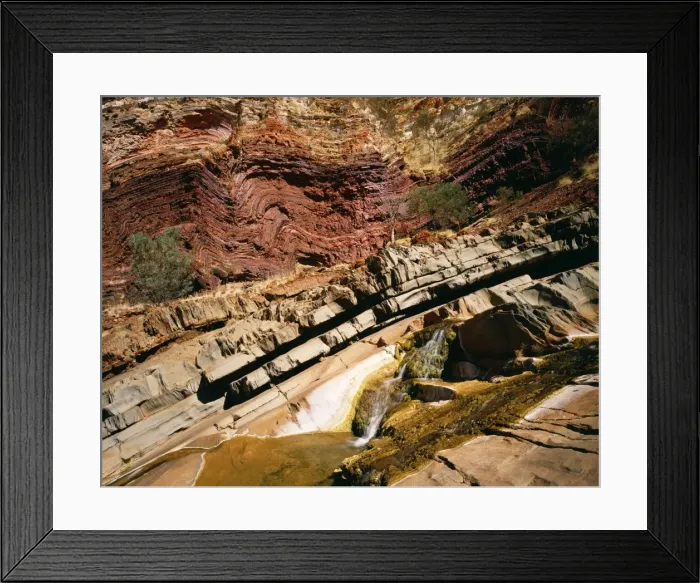 Framed Print : Australia South Fortescue river flows through ironstone strata. Hamersley Gorge National Park, Pilbara region, Western Australia Framed Print : Australia South Fortescue river flows through ironstone strata. Hamersley Gorge National Park, Pilbara region, Western Australia