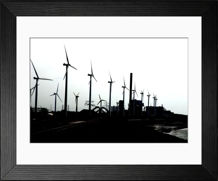 Framed Print : Wind Turbines and coal fired power station on the Netherlands coast near Vlissingen Framed Print : Wind Turbines and coal fired power station on the Netherlands coast near Vlissingen