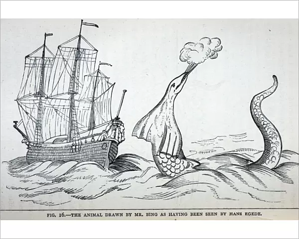 Black & White Illustration: Sea Serpent- from International Fisheries Exhibition Catalogue