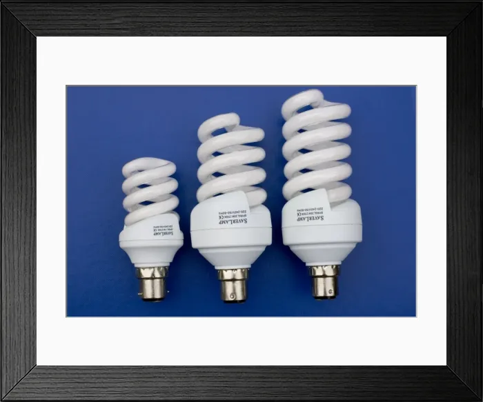 Framed Print : Energy efficient light bulbs or Saverlamp, Compact fluorescent energy efficient spiral light bulbs or Saverlamps use 80% less energy than traditional bulbs and last up to 10 times longer, UK Framed Print : Energy efficient light bulbs or Saverlamp, Compact fluorescent energy efficient spiral light bulbs or Saverlamps use 80% less energy than traditional bulbs and last up to 10 times longer, UK