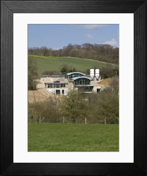Framed Print : Large Eco-friendly House Moonstone - under construction - open Cotswold countryside - Elkstone - UK Framed Print : Large Eco-friendly House Moonstone - under construction - open Cotswold countryside - Elkstone - UK