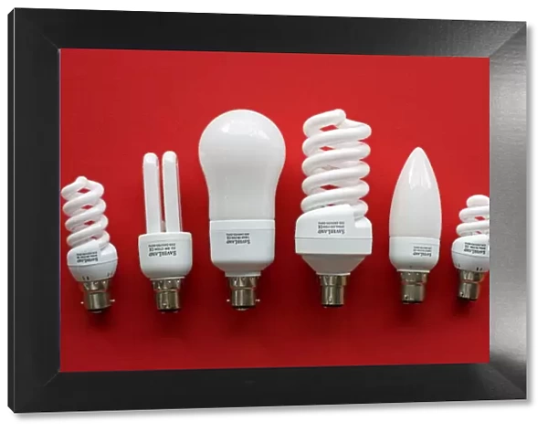 Low Enrgy Light Bulbs - variety of different sized low energy compact fluoresecent CF lamps UK