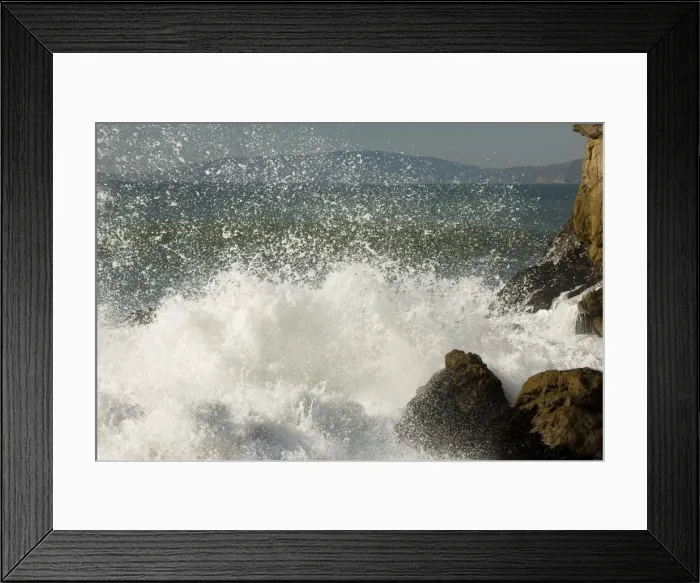 Framed Print : Waves breaking on the rocky Pacific Ocean coast of San Francisco, central / north California, USA