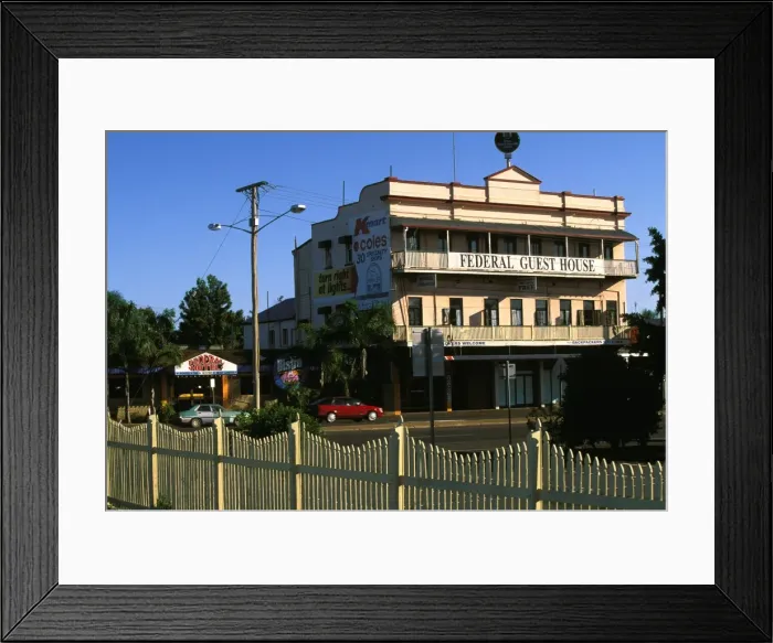 Framed Print : Federal Guest House seen from platform from station platform, Bundaberg, Queensland, Australia JPF48851 Framed Print : Federal Guest House seen from platform from station platform, Bundaberg, Queensland, Australia JPF48851