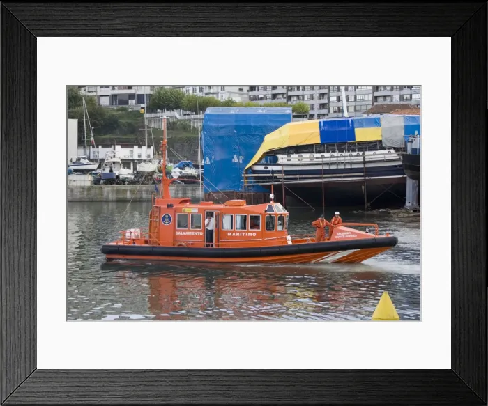Framed Print : Salvamento Maritimo in harbour Bermeo Costa Vasca Euskal Herria Spain Framed Print : Salvamento Maritimo in harbour Bermeo Costa Vasca Euskal Herria Spain