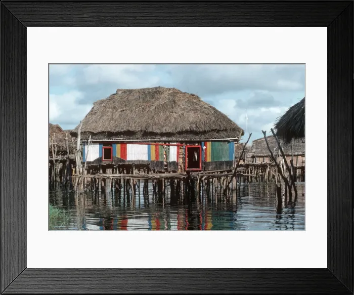 Framed Print : African bamboo hut built on stilts in fishing village on Lake Nokoue near Cotoneau Benin Africa Framed Print : African bamboo hut built on stilts in fishing village on Lake Nokoue near Cotoneau Benin Africa