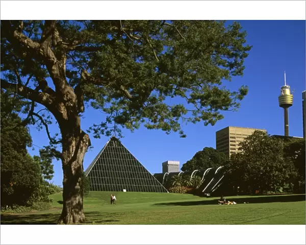 The Glass Pyramid (a hothouse) in Royal Botanic Gardens Sydney, New South Wales, Australia JPF50210