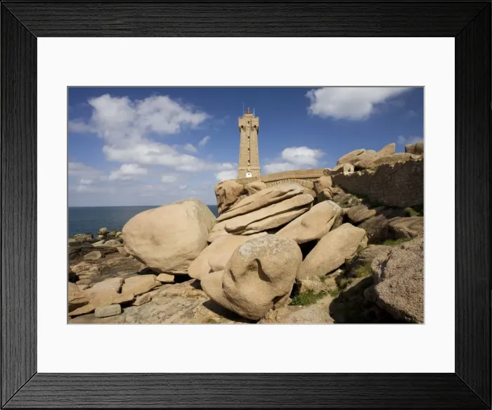 Framed Print : Min Ruz lighthouse phare Ploumanac'h Pink Granite Rose coast Brittany France Framed Print : Min Ruz lighthouse phare Ploumanac'h Pink Granite Rose coast Brittany France