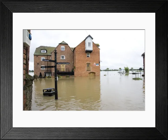 Framed Print : Flooding - Abbey Mill surrounded by flood River Avon opposite Tewkesbury Abbey Gloucestershire UK Level of Rivons Avon and Severn almost at 1947 levels Framed Print : Flooding - Abbey Mill surrounded by flood River Avon opposite Tewkesbury Abbey Gloucestershire UK Level of Rivons Avon and Severn almost at 1947 levels