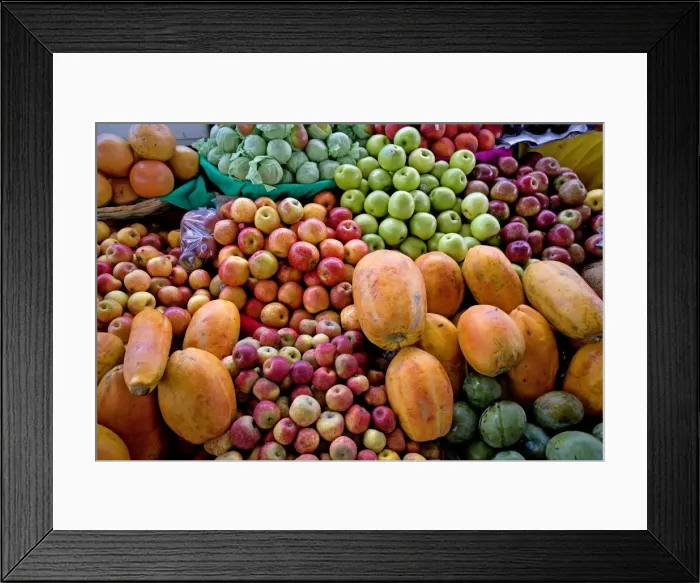 Framed Print : Fruit on display at market stall - Mexico Framed Print : Fruit on display at market stall - Mexico