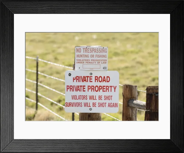Framed Print : No Trespassing sign - Wyoming - USA Framed Print : No Trespassing sign - Wyoming - USA