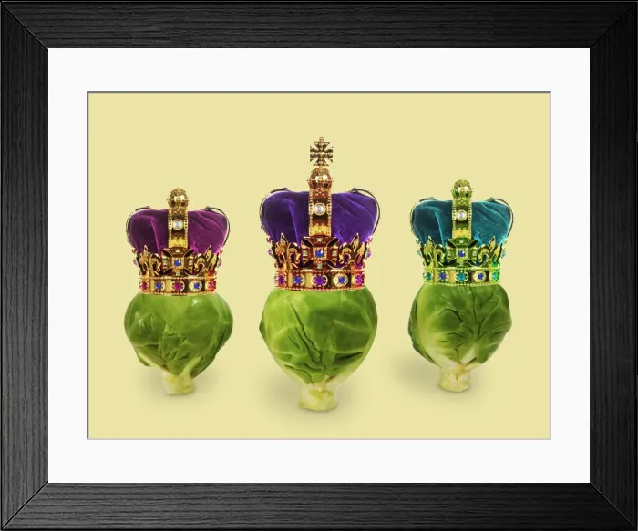 Framed Print : Brussels Sprouts - with crown - we three kings Framed Print : Brussels Sprouts - with crown - we three kings