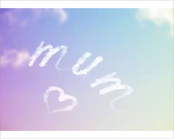 A-20-M. A-020-m. Sky Writing - mum & a heart written in the sky against clouds