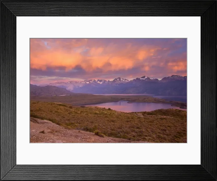 Framed Print : Lago General Carrera and mountains - view from south eastern shoreline at sunrise - Northern Patagonia - Chile - South America Framed Print : Lago General Carrera and mountains - view from south eastern shoreline at sunrise - Northern Patagonia - Chile - South America